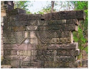 Splendid Lokesvara relief at Bantaey Chhmar. The missing section on the right demonstrates the severity of pillage that has ravaged this important site. (Source: http://www.devata.org/2010/12/banteay-chhmar-working-to-save-another-angkor-wat/) 