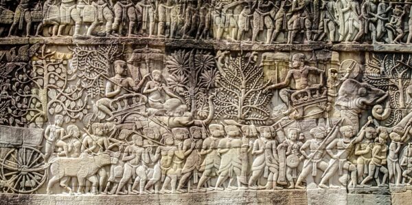 Bas relief sculpture at the Bayon Temple, Angkor Thom, Seam Reap. Source: Jak149 / Shutterstock